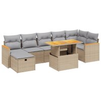 vidaXL 8-tlg. Garten-Sofagarnitur mit Kissen Beige Poly...