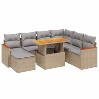 vidaXL 8-tlg. Garten-Sofagarnitur mit Kissen Beige Poly...