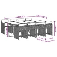 vidaXL 9-tlg. Garten-Essgruppe mit Kissen Braun Poly Rattan