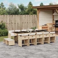 vidaXL 15-tlg. Garten-Essgruppe mit Kissen Beige Poly Rattan