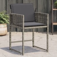 vidaXL Gartenst&uuml;hle mit Kissen 4 Stk. Grau Poly Rattan