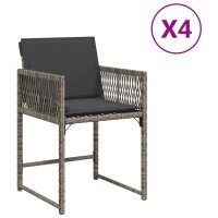 vidaXL Gartenst&uuml;hle mit Kissen 4 Stk. Grau Poly Rattan