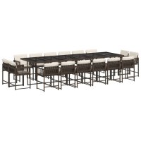 vidaXL 17-tlg. Garten-Essgruppe mit Kissen Braun Poly Rattan