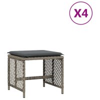 vidaXL Gartenhocker mit Kissen 4 Stk. Grau 41x41x36 cm...