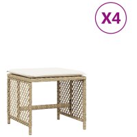 vidaXL Gartenhocker mit Kissen 4 Stk. Beige 41x41x36 cm...