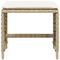 vidaXL Gartenhocker mit Kissen 4 Stk. Beige 41x41x36 cm Poly Rattan