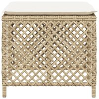 vidaXL Gartenhocker mit Kissen 4 Stk. Beige 41x41x36 cm Poly Rattan