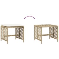 vidaXL Gartenhocker mit Kissen 4 Stk. Beige 41x41x36 cm Poly Rattan