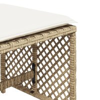 vidaXL Gartenhocker mit Kissen 4 Stk. Beige 41x41x36 cm Poly Rattan