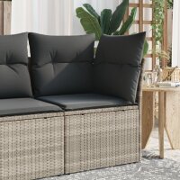 vidaXL Garten-Ecksofa mit Kissen Hellgrau Poly Rattan