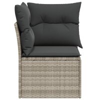 vidaXL Garten-Ecksofa mit Kissen Hellgrau Poly Rattan