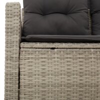 vidaXL Gartensofa mit Kissen 2-Sitzer Hellgrau Poly Rattan