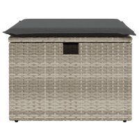 vidaXL Gartenhocker mit Kissen Hellgrau 55x55x37 cm Poly Rattan