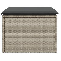 vidaXL Gartenhocker mit Kissen Hellgrau 55x55x37 cm Poly Rattan