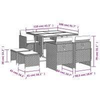 vidaXL 9-tlg. Garten-Essgruppe mit Kissen Beige Poly Rattan