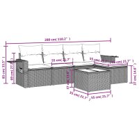 vidaXL 6-tlg. Garten-Sofagarnitur mit Kissen Hellgrau Poly Rattan