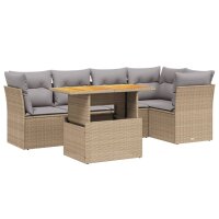 vidaXL 5-tlg. Garten-Sofagarnitur mit Kissen Beige Poly...