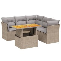 vidaXL 5-tlg. Garten-Sofagarnitur mit Kissen Beige Poly...