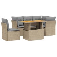 vidaXL 5-tlg. Garten-Sofagarnitur mit Kissen Beige Poly...