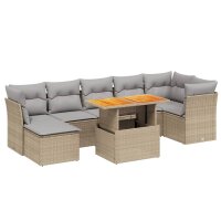 vidaXL 8-tlg. Garten-Sofagarnitur mit Kissen Beige Poly Rattan