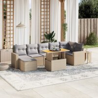 vidaXL 8-tlg. Garten-Sofagarnitur mit Kissen Beige Poly...