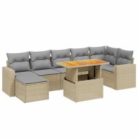 vidaXL 8-tlg. Garten-Sofagarnitur mit Kissen Beige Poly...