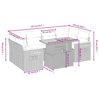 vidaXL 7-tlg. Garten-Sofagarnitur mit Kissen Beige Poly Rattan