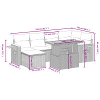 vidaXL 7-tlg. Garten-Sofagarnitur mit Kissen Beige Poly Rattan