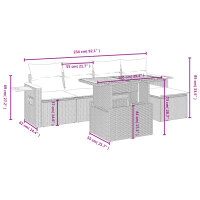 vidaXL 6-tlg. Garten-Sofagarnitur mit Kissen Beige Poly Rattan