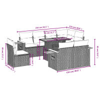 vidaXL 9-tlg. Garten-Sofagarnitur mit Kissen Beige Poly Rattan