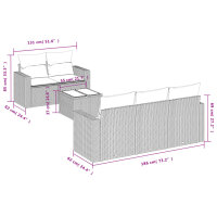 vidaXL 6-tlg. Garten-Sofagarnitur mit Kissen Hellgrau Poly Rattan