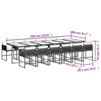 vidaXL 13-tlg. Garten-Essgruppe mit Kissen Beige Poly Rattan