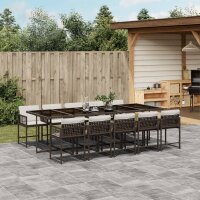 vidaXL 11-tlg. Garten-Essgruppe mit Kissen Braun Poly Rattan