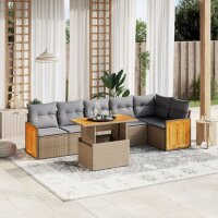 vidaXL 7-tlg. Garten-Sofagarnitur mit Kissen Beige Poly...