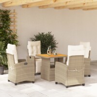 vidaXL 5-tlg. Garten-Essgruppe mit Kissen Beige Poly Rattan