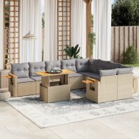 vidaXL 10-tlg. Garten-Sofagarnitur mit Kissen Beige Poly...