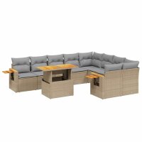 vidaXL 10-tlg. Garten-Sofagarnitur mit Kissen Beige Poly...