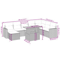 vidaXL 9-tlg. Garten-Sofagarnitur mit Kissen Beige Poly Rattan