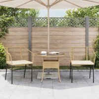 vidaXL Gartenst&uuml;hle 2 Stk. mit Kissen Braun Poly Rattan