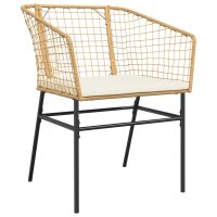 vidaXL Gartenst&uuml;hle 2 Stk. mit Kissen Braun Poly Rattan