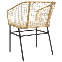 vidaXL Gartenst&uuml;hle 2 Stk. mit Kissen Braun Poly Rattan