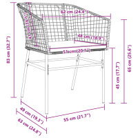 vidaXL Gartenst&uuml;hle 2 Stk. mit Kissen Braun Poly Rattan