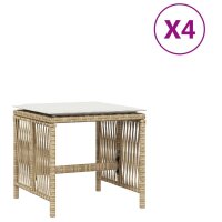 vidaXL Gartenhocker mit Kissen 4 Stk. Beige 41x41x36 cm...