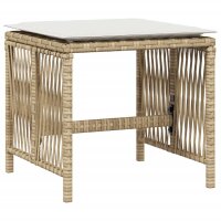 vidaXL Gartenhocker mit Kissen 4 Stk. Beige 41x41x36 cm Poly Rattan