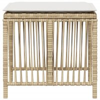 vidaXL Gartenhocker mit Kissen 4 Stk. Beige 41x41x36 cm Poly Rattan