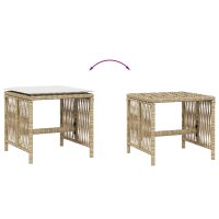 vidaXL Gartenhocker mit Kissen 4 Stk. Beige 41x41x36 cm Poly Rattan