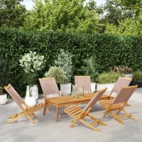 vidaXL Gartenst&uuml;hle 6 Stk. Klappbar Taupe Stoff und Massivholz