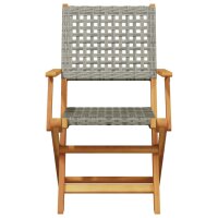 vidaXL 3-tlg. Bistro-Set Grau Poly Rattan und Massivholz