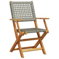 vidaXL 3-tlg. Bistro-Set Grau Poly Rattan und Massivholz