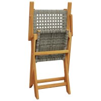 vidaXL 3-tlg. Bistro-Set Grau Poly Rattan und Massivholz